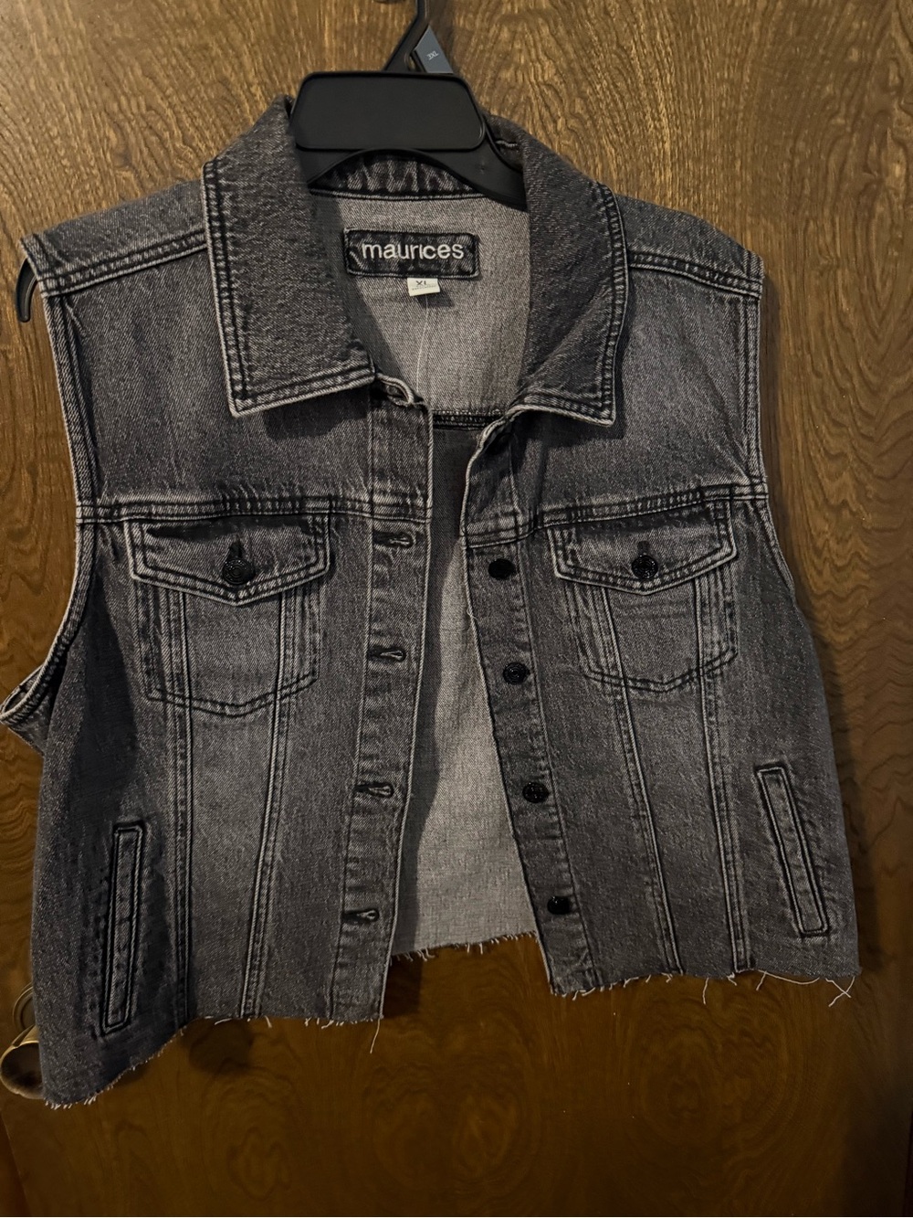 Maurices Black Wash Denim Sleeveless Vest